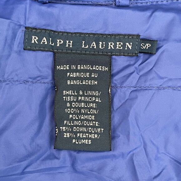 Ralph Lauren Down Puffer Jacket Women Small Royal Blue Full Zip Mock Neck Snow - Picture 2 of 11